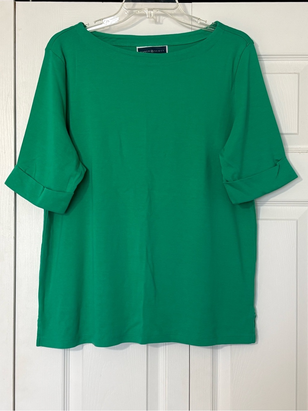Karen Scott Bright Green Short Sleeve Knit Top - Picture 4 of 7